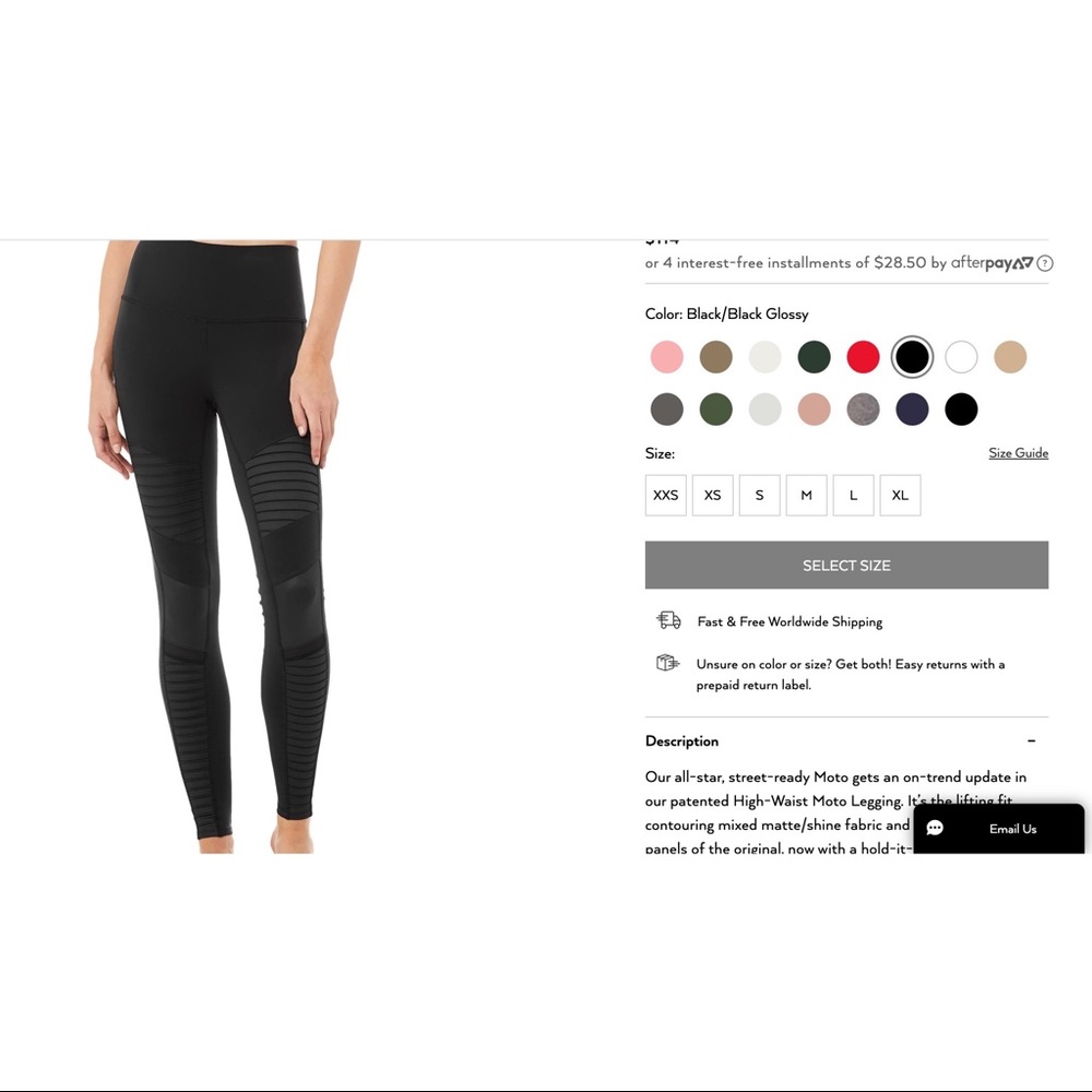 Alo High- awaits Moto Legging in Blk/Blk glossy S